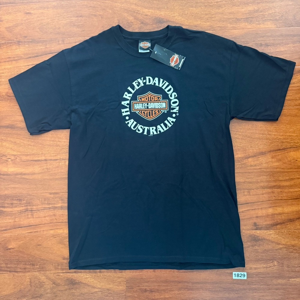NWT VTG 2004 Harley Davidson Australia Size Large Black T-Shirt Eagle